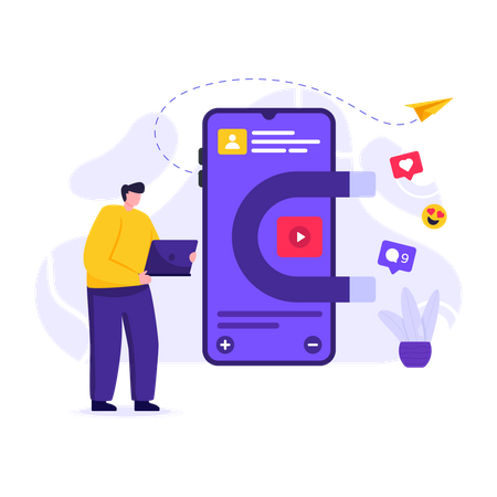 Mídia social atraindo alcance  Ilustração