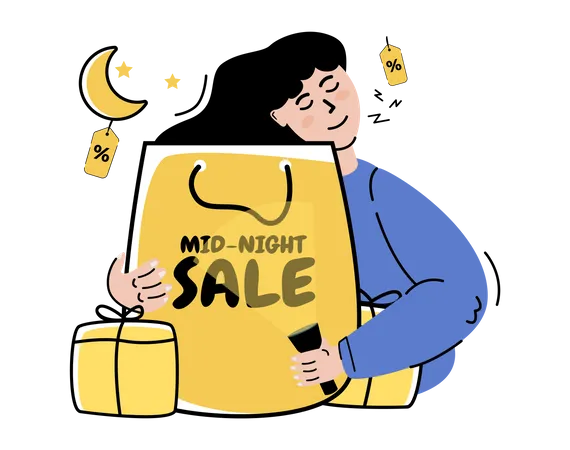 Midnight online shopping Sale  일러스트레이션