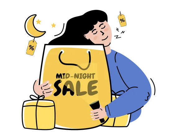 Midnight online shopping Sale  Illustration