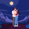 illustration midnight romantic date