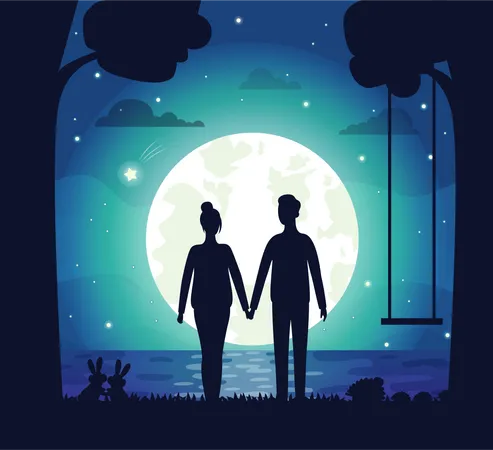 Midnight romantic date  Illustration