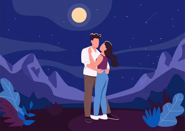 Midnight romantic date  Illustration