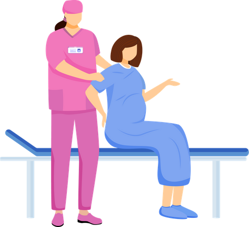 Midwife and pregnant woman  Illustration