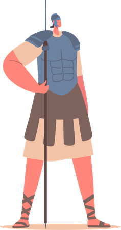 Mighty Roman Soldier Character Armed With A Spear  Illustration