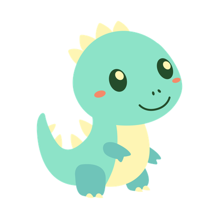 Personnage de mascotte d'animal mignon de bébé dinosaure avec une expression souriante  Illustration