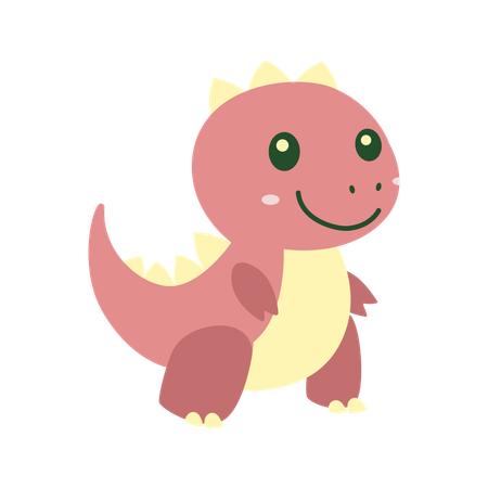 Mascotte de dinosaure bébé rouge mignon avec une expression souriante  Illustration