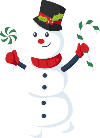 Joli bonhomme de neige de Noël avec chapeau  Illustration