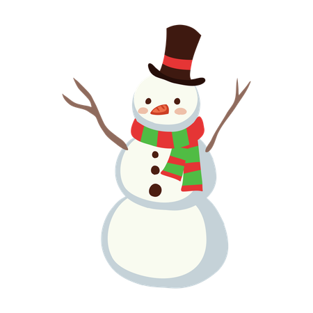 Bonhomme de neige mignon en tenue d'hiver  Illustration