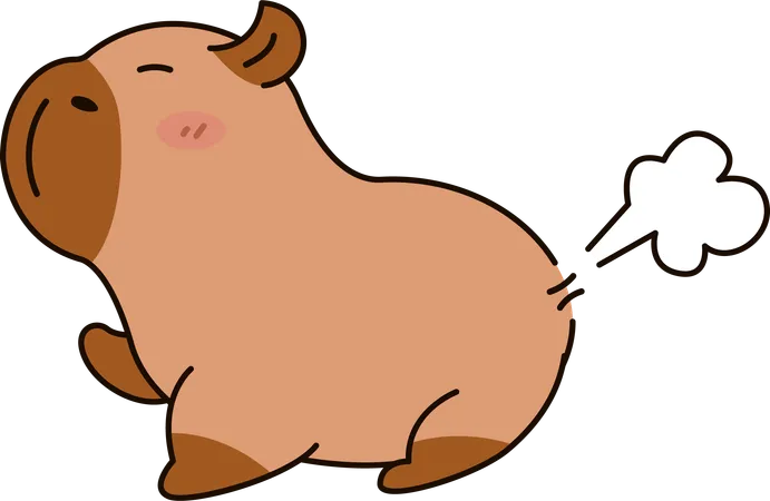 Un capybara mignon qui fait péter  Illustration