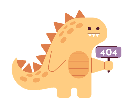 Un dinosaure mignon détient une erreur de signe 404  Illustration