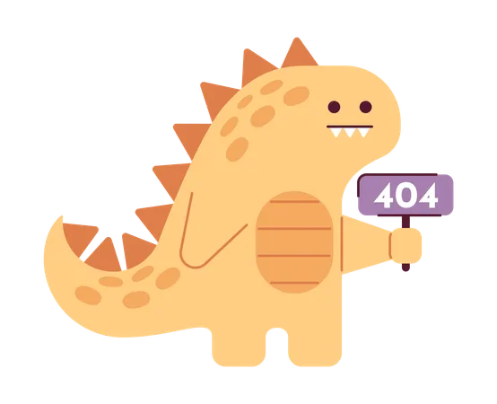 Un dinosaure mignon détient une erreur de signe 404  Illustration