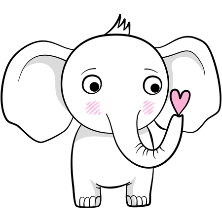 Joli éléphant avec coeur  Illustration