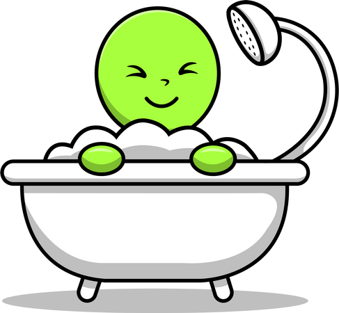 Douche de bain extraterrestre mignonne dans la baignoire  Illustration