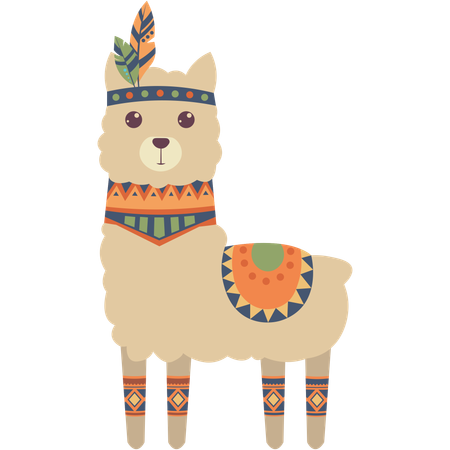 Lama ethnique mignon  Illustration