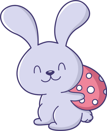 Joli lapin tenant une fraise  Illustration