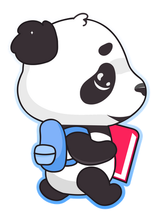 Panda mignon de retour à l'école  Illustration