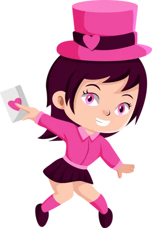 Personnage mignon de petite fille magicienne  Illustration