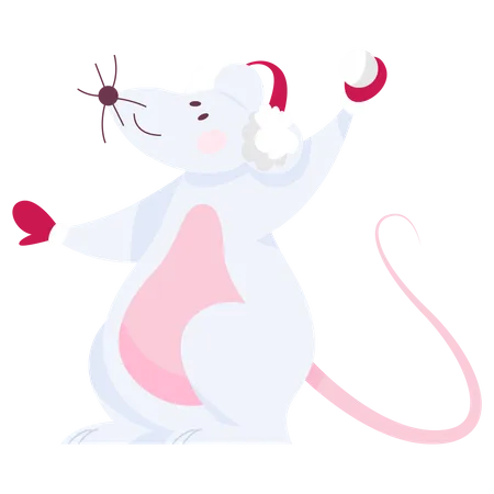 Rat de Noël mignon  Illustration