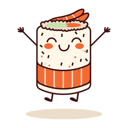 Joli rouleau de sushi au riz  Illustration