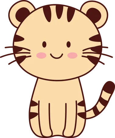 Animal tigre mignon souriant  Illustration