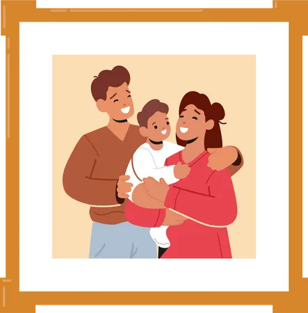 Jolie famille heureuse  Illustration