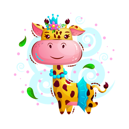 Jolie princesse girafe  Illustration