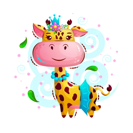 Jolie princesse girafe  Illustration