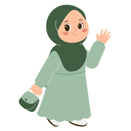 Jolie fille hijab va faire du shopping  Illustration