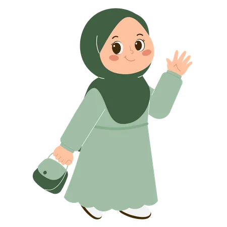 Jolie fille hijab va faire du shopping  Illustration