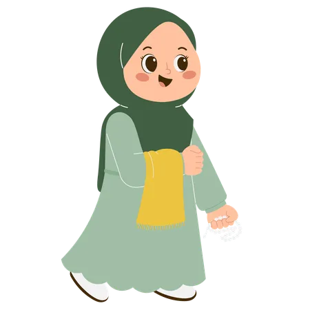 Jolie fille hijab faisant la prière  Illustration