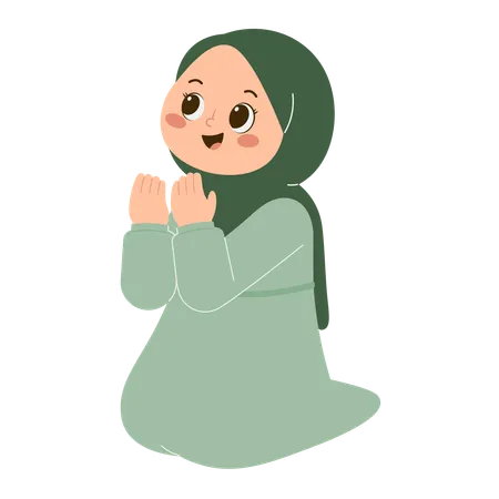 Jolie fille hijab faisant la prière musulmane  Illustration