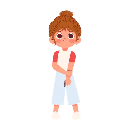 Jolie petite fille debout  Illustration