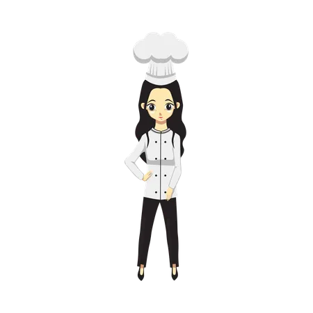 Jolie fille professionnelle chef debout  Illustration