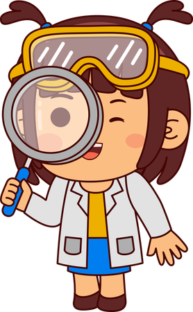 Fille Scientifique Mignonne Faisant Des Recherches Scientifiques  Illustration