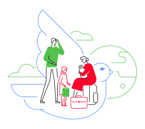 Migration services and support  Illustration