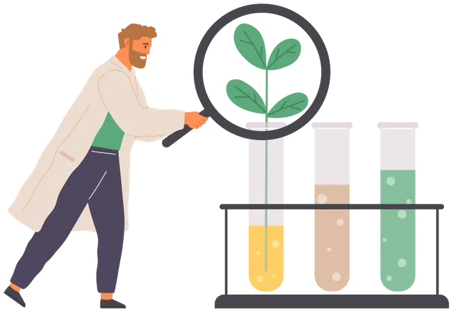 Mikrobiologisches Experiment an Pflanzen  Illustration