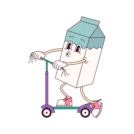 Milch auf einem Roller  Illustration