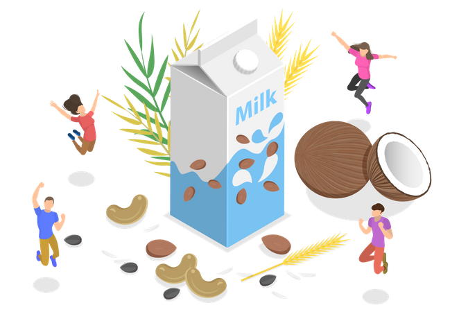 Milchfreie Pflanzenmilch  Illustration