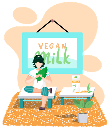 Milchfreie, vegane Nussmilch in Karton  Illustration