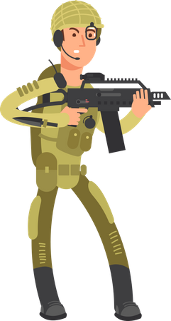 Militaire avec fusil  Illustration