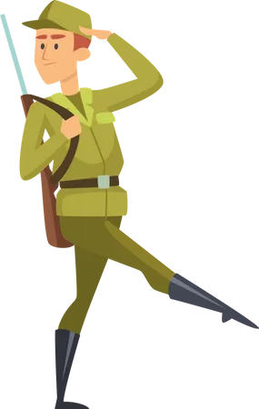 Soldat militaire saluant  Illustration