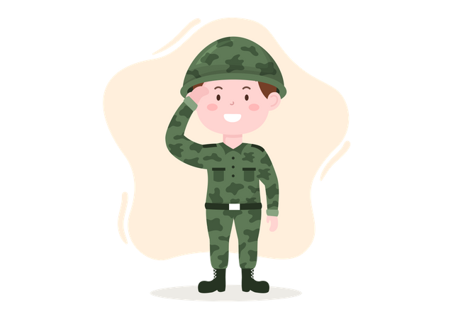 Militar em uniforme de camuflagem  Ilustração