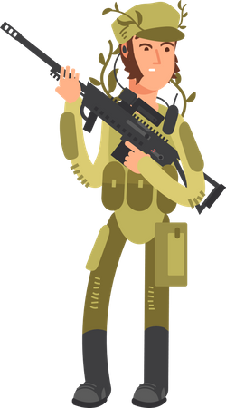 Militar con armas  Ilustración