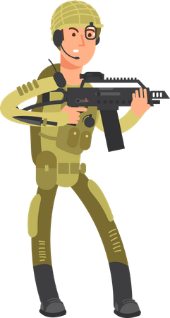 Militar con rifle  Ilustración