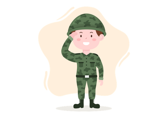 Militar con uniforme de camuflaje  Ilustración