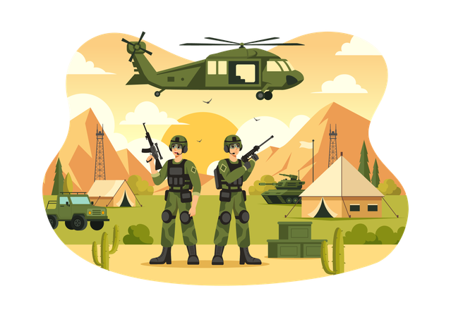 Accampamento delle forze militari  Illustration