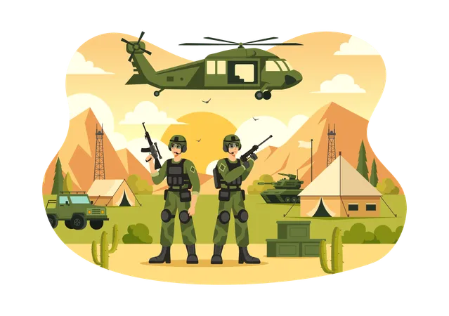 Accampamento delle forze militari  Illustration