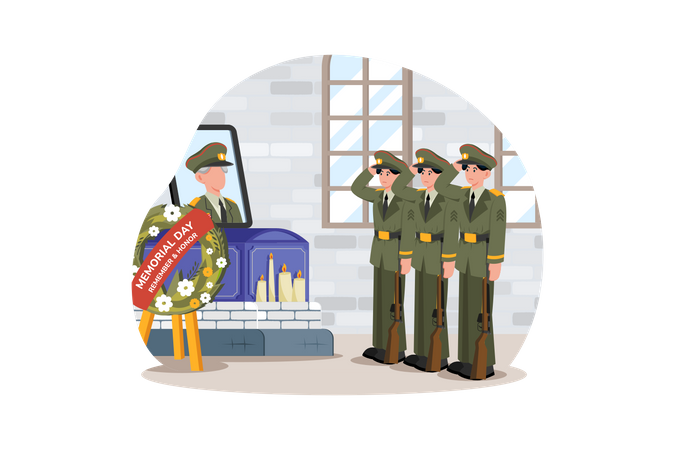 Militäreinheiten führen Gedenkzeremonien zum Gedenken an ihre gefallenen Kameraden durch  Illustration