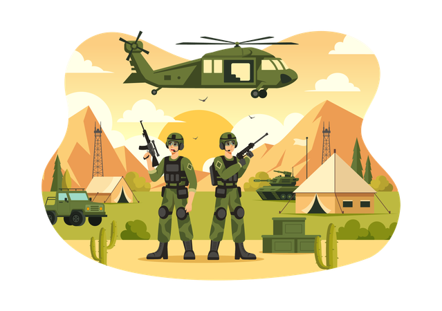 Einquartierung militärischer Truppen  Illustration