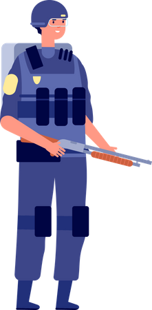Military man holding raffle  Illustration